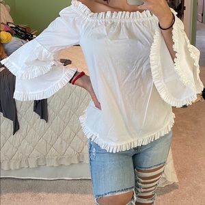 White long sleeve top